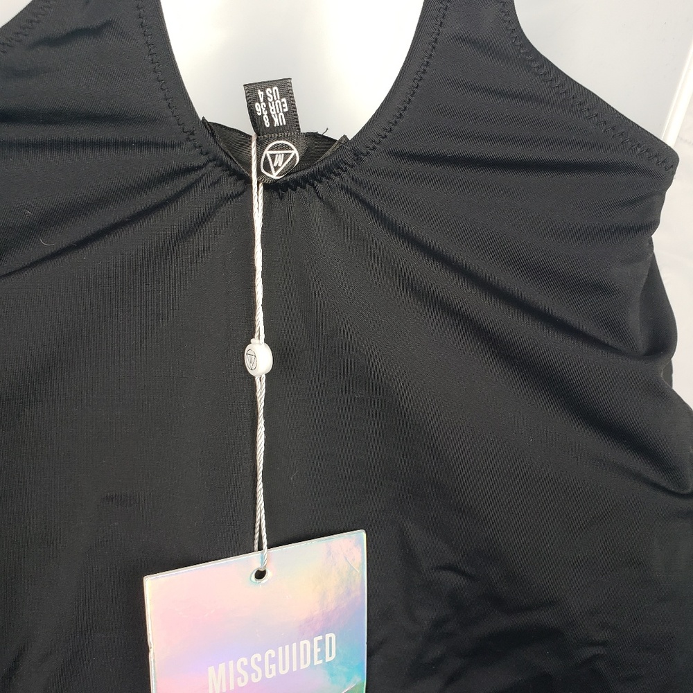 Women's Missguided Low Front Swimsuit black size 4 - Picture 4 of 8
